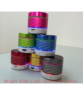 Cylindrical Colorful LED Lights Mini Stereo Bluetooth Hands-free Phone Conversation Speaker Card  